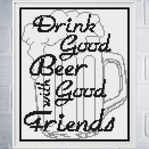 Beer Cross Stitch, Beer Cross Stitch Pattern, Beer Decor, Cross Stitch, Cross Stitch Pattern
