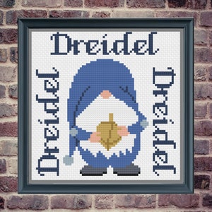 Hanukkah Cross Stitch, Hanukkah Cross Stitch Pattern, Gnome Cross Stitch, Counted Cross Stitch Pattern