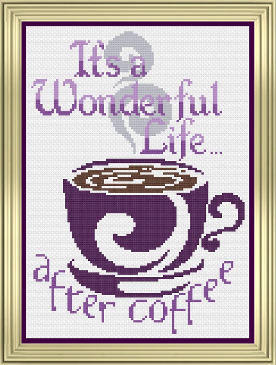 Coffee cup cross stitch pattern download PDF Coffee quote -  Portugal