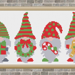 Christmas Cross Stitch, Christmas Gnomes Cross Stitch, Christmas Cross Stitch Patterns, Christmas Gnomes, Cross Stitch Patterns