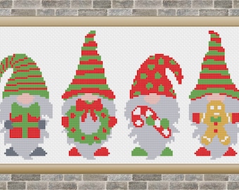 Christmas Cross Stitch, Christmas Gnomes Cross Stitch, Christmas Cross Stitch Patterns, Christmas Gnomes, Cross Stitch Patterns