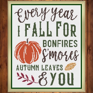 Fall Cross Stitch, Fall Cross Stitch Pattern, Fall Home Decor, Fall Decor, Cross Stitch Patterns