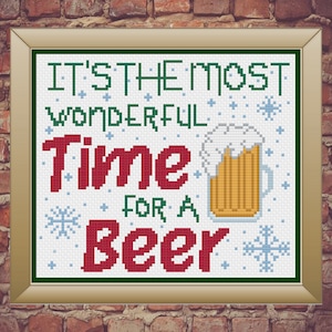 Beer Cross Stitch, Beer Cross Stitch Pattern, Beer Decor, Cross Stitch, Cross Stitch Pattern