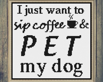 Coffee Cross Stitch, Dog Cross Stitch, Coffee Cross Stitch Pattern, Dog Cross Stitch Pattern, Cross Stitch, Cross Stitch Patterns