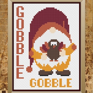 Thanksgiving Gnome Cross Stitch Pattern, Gnome Cross stitch Pattern, Thanksgiving Cross Stitch Pattern, Fall Cross Stitch Pattern