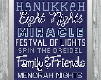 Hanukkah Cross Stitch, Hanukkah Cross Stitch Pattern, Cross Stitch, Cross Stitch Pattern