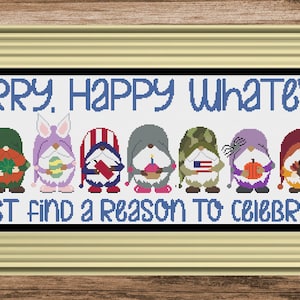 Christmas Gnome Cross Stitch Pattern, Holiday Gnomes, Holiday Gnomes Cross Stitch Pattern, Gnomes Cross Stitch Pattern, Cross Stitch Pattern