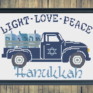 Hanukkah Cross Stitch, Hanukkah Cross Stitch Pattern, Truck Cross Stitch, Cross Stitch, Cross Stitch Pattern