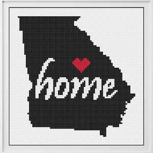 Georgia Cross Stitch, Georgia Cross Stitch Pattern, Georgia Decor, Georgia, Home Decor, Cross Stitch, Cross Stitch Patterns