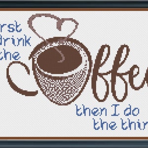 Coffee Cross Stitch, Coffee Cross Stitch Pattern, Coffee Decor, Coffee Home Decor, Coffee Gifts, Cross Stitch, Cross Stitch Patterns