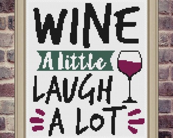 Wine Cross Stitch, Wine Cross Stitch Pattern, Wine Gifts, Wine Decor, Wine, Cross Stitch, Cross Stitch Pattern