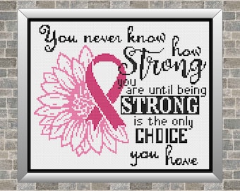 Cancer Cross Stitch, Breast Cancer Cross Stitch, Fuck Cancer Cross Stitch, Pink Ribbon Cross Stitch, Cross Stitch, Cross Stitch Pattern