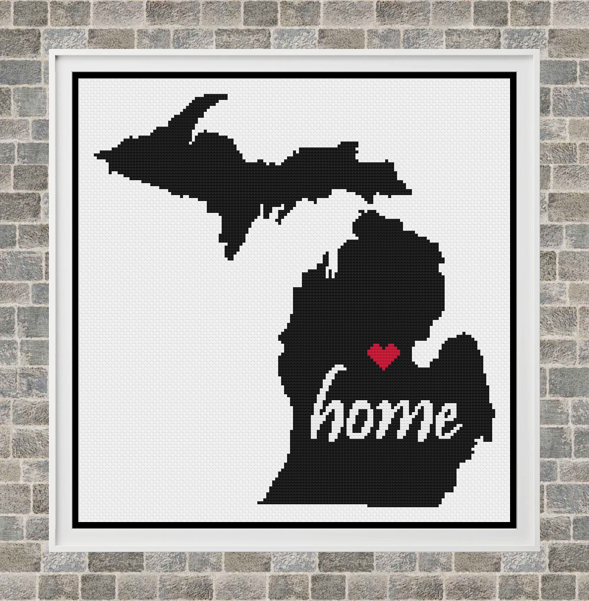 Michigan Cross Stitch, Michigan Cross Stitch Patroon, Michigan Decor