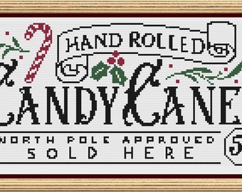 Christmas Cross Stitch, Christmas Cross Stitch Pattern, Candy Canes, Candy Cane Cross Stitch, Cross Stitch, Cross Stitch Patterns