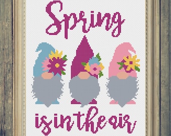 Gnome Cross Stitch Patterns, Spring Cross Stitch Pattern, Counted Cross Stitch Patterns, Cross Stitch Patterns, Cross Stitch