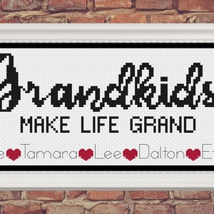 Grandparents Cross Stitch, Grandkids Cross Stitch, Customizable Cross Stitch, Cross Stitch, Cross Stitch Pattern