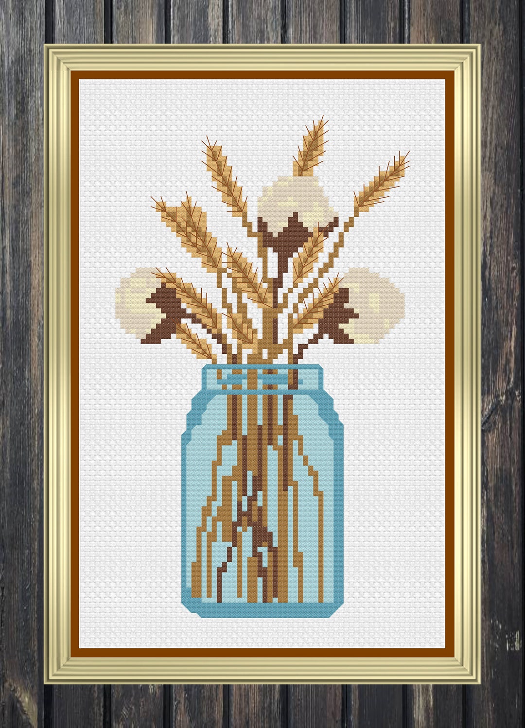 Mason Jar Cross Stitch Pattern, Farmhouse Cross Stitch Pattern, Cross