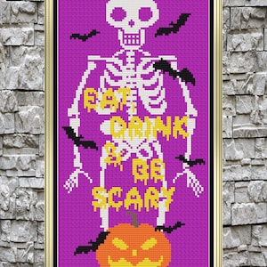 Halloween Cross Stitch, Halloween Cross Stitch Pattern, Skeleton Cross Stitch, Skeleton Cross Stitch Pattern, Cross Stitch