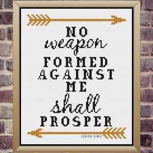 Religious Cross Stitch, Religious Cross Stitch Patterns, Cross Stitch, Cross Stitch Patterns, Isaiah 54:17