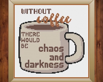 Punto De Cruz De Café, Patrón De Punto De Cruz De Café, Decoración De Café, Regalos De Café, Punto De Cruz, Patrones De Punto De Cruz, Punto De Cruz Contado