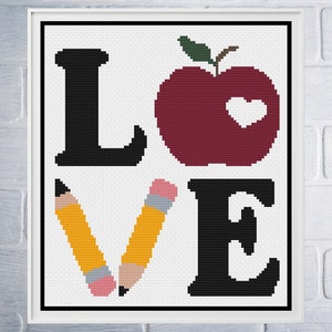 Teacher Cross Stitch, Teacher Cross Stitch Pattern, Teacher Gifts, Cross Stitch, Cross Stitch Patterns