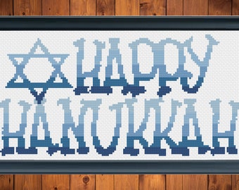 Hanukkah Cross Stitch, Hanukkah Cross Stitch Pattern, Happy Hanukkah, Hanukkah Decor, Cross Stitch, Cross Stitch Pattern