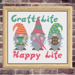 Gnome Cross Stitch Patterns, Crafting Cross Stitch Pattern, Counted Cross Stitch Patterns, Cross Stitch Patterns, Cross Stitch
