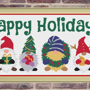 Christmas Cross Stitch Pattern, Christmas Gnome Cross Stitch Pattern, Christmas Cross Stitch, Gnome Cross Stitch, Cross Stitch Patterns