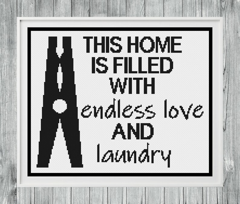 Laundry Cross Stitch Pattern, Laundry Room Cross Stitch Pattern