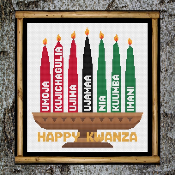 Kwanza Cross Stitch, Kwanza Decor, Kwanza Kinara, Cross Stitch, Cross Stitch Pattern, Counted Cross Stitch