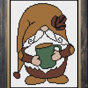 Kaffee Kreuzstich, Kaffee Kreuzstichmuster, Gnom Kreuzstich, Kaffee Dekor, Kaffee Geschenke, Kreuzstich, Kreuzstichmuster