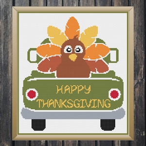 Thanksgiving Cross Stitch, Turkey Cross Stitch, Truck Cross Stitch, Fall Cross Stitch, Cross Stitch, Cross Stitch Patterns