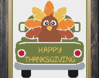 Thanksgiving Kreuzstich, Türkei Kreuzstich, LKW Kreuzstich, Herbst Kreuzstich, Kreuzstich, Kreuzstichmuster