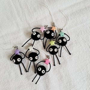 Studio Ghibli inspired Soot Sprites Susuwatari from Hayao Miyazaki Anime Handmade Smartphone keychains, Handy Schlüsselanhänger