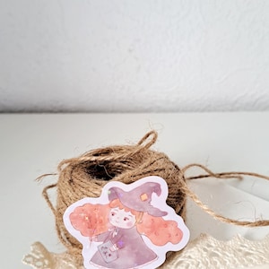 Cute Chibi Witch Girl Glitter Holographic Single Vynil Sticker Stationery Journaling Decoration Journal Notebook