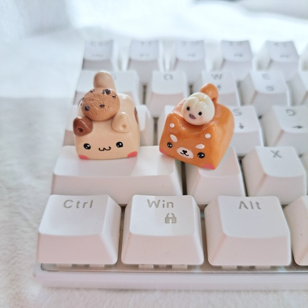 Kawaii Cute Cat e Shiba Inu Copritasti PBT fatti a mano per tastiera meccanica, Tastenkappe für Mechanische Tastatur