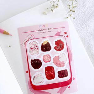 Cute Chocolate Pralines Cats Sweet Love Vinyl Sticker Sheet Set Stationery Journaling Decoration Bullet Journal Notebook