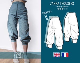 Fantasy cuffed pants Sewing PDF Pattern – Medieval Pirate Trousers, Cosplay Pattern Gachiakuta inspired