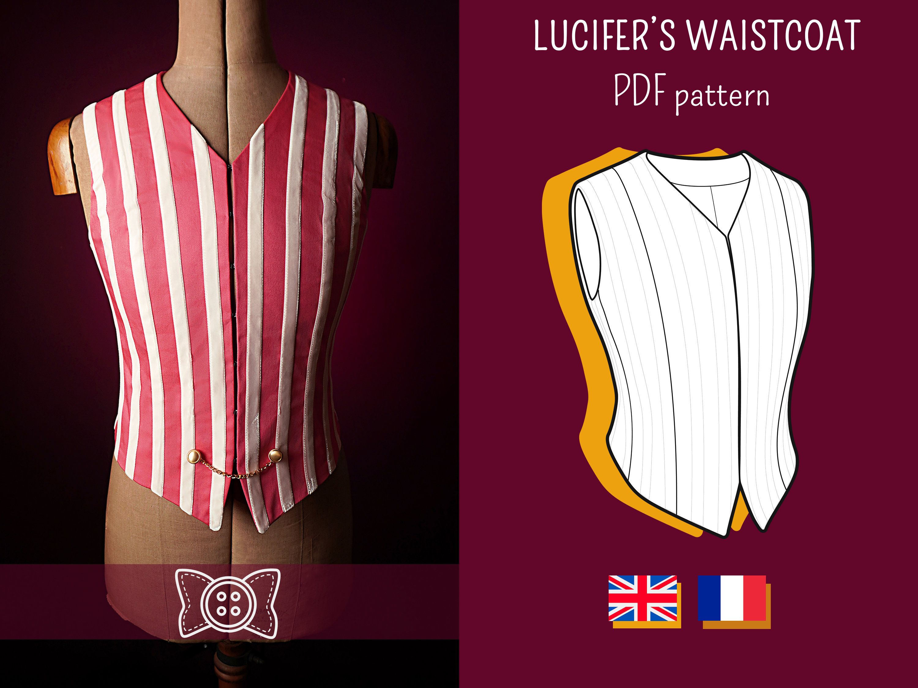 HAZBIN HOTEL Lucifer waistcoat PDF cosplay pattern