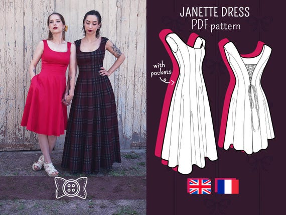 JANETTE DRESS PDF Pattern - Cute Cottagecorestyle, Flattering Dress With Pockets and Lacing - Etsy JANETTE DRESS PDF Pattern - Cute Cottagecorestyle, Flattering Dress With Pockets and Lacing - Etsy