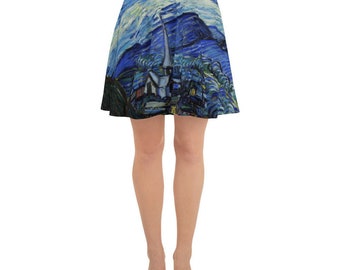 SMART SKIRTS* The Starry Night (1889) Vincent Van Gogh Skater Skirt