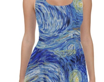 starry night skater dress Vincent Van Gogh Starry Night Skater Dress - Aesthetic Inspired Fashion Vintage Art Print Gift for Art Lover