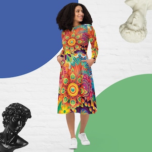 Groovy Midi Dress with POCKETS