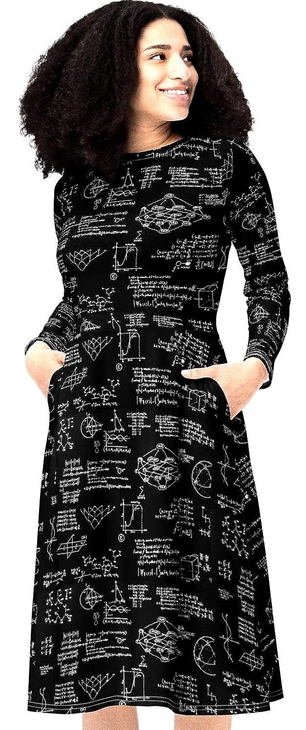 Dress Design Based On Math Maths Midi Dress With POCKETS - Etsy