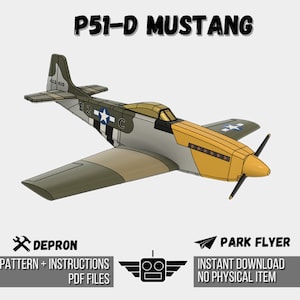 P-51 D Mustang -Depron RC Airplane - parkflyer - Instant download -PDF plan pattern and insructions