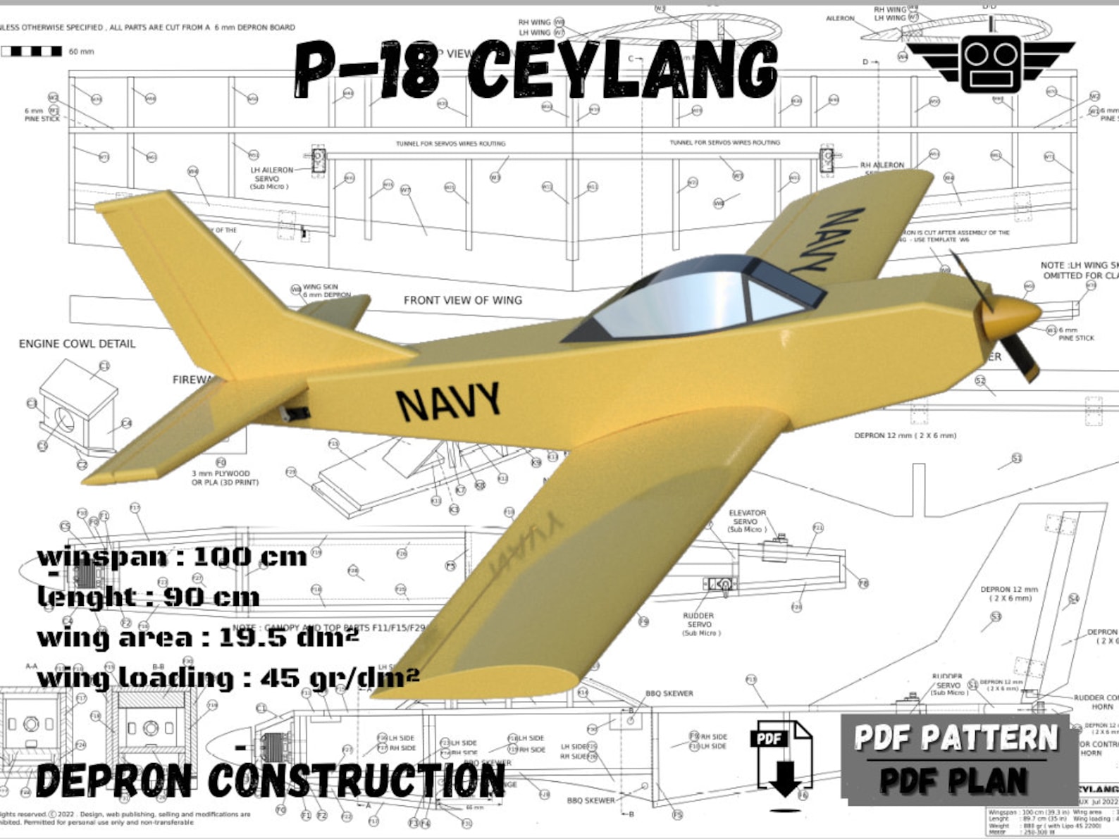 DIY Depron RC Airplane P18 Ceylangpdf Plan and Template Parkflyer Fun