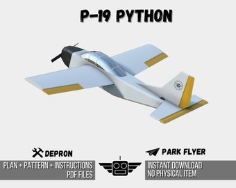 Avión RC de espuma DIY - PDF Plan-P19 python - Descarga instantánea