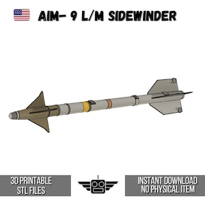 AIM-9 L/M Sidewinder Missile Replica STL Files for 3D Printing (Digital Download)