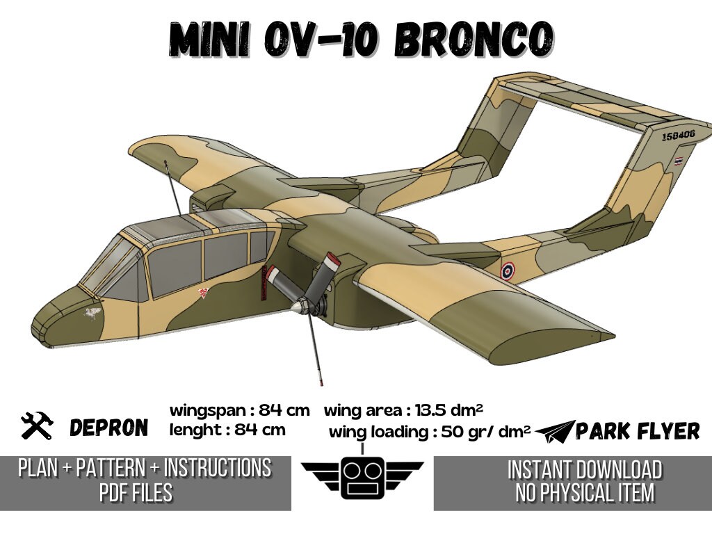 Mini OV10 Bronco Depron RC Airplane PDF Plan and Pattern Etsy