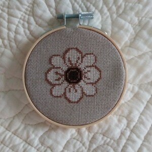 Handmade Finished Cross Stitch &quot;Country Living&quot; WHITE FLOWER
